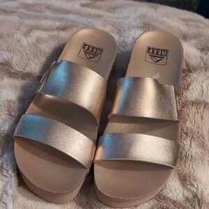 Reef Women's Metallic Gold Slide Sandals